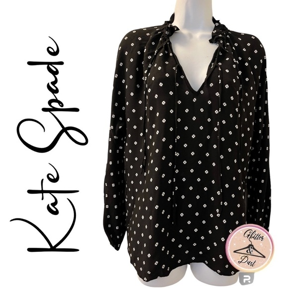 Kate Spade Tie Collar Tiny 4-Leaf clover Lightweight Tunic - Picture 1 of 9